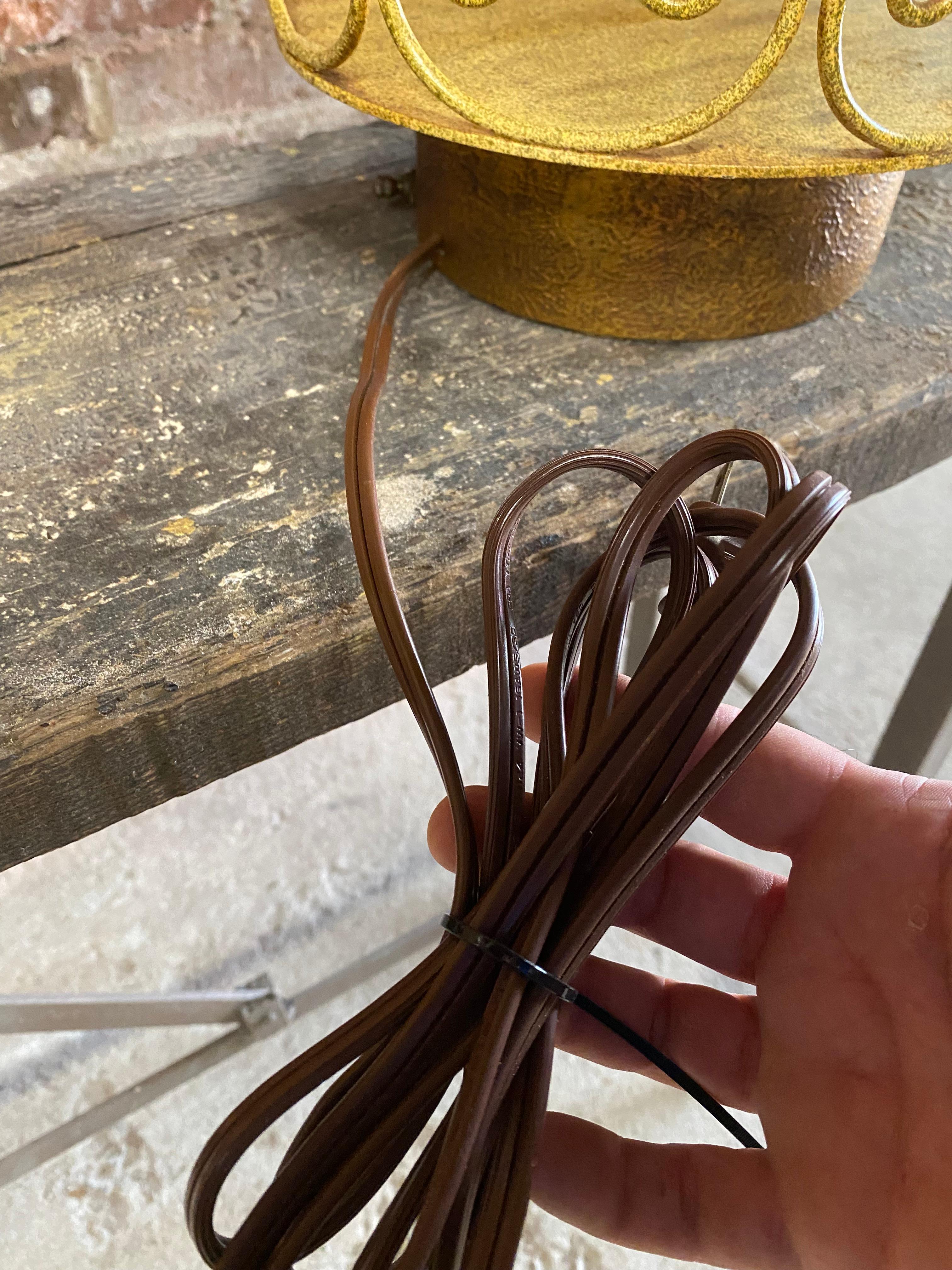 1960s Large Scroll Metalwork Table Lamps, A Pair 13