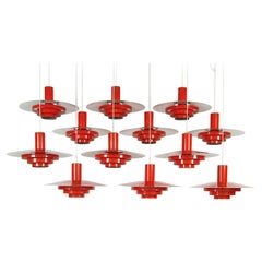 1960s Large Set of 12 Danish Modern Karlebo Pendant Lights by Fog & Mørup