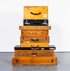 Used 1960's Large Set Of Industrial Equipment Boxes - Set Of Nine