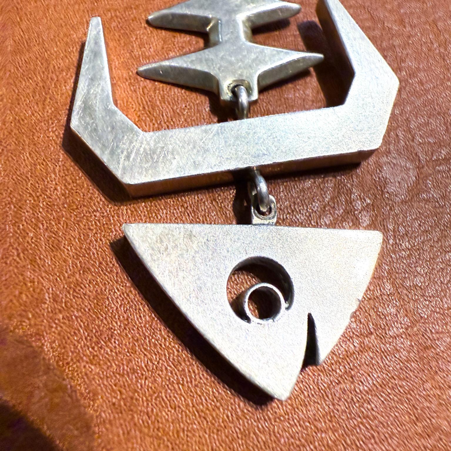 1960s Large Sterling Silver Fish Skeleton Pendant In Good Condition For Sale In Chula Vista, CA