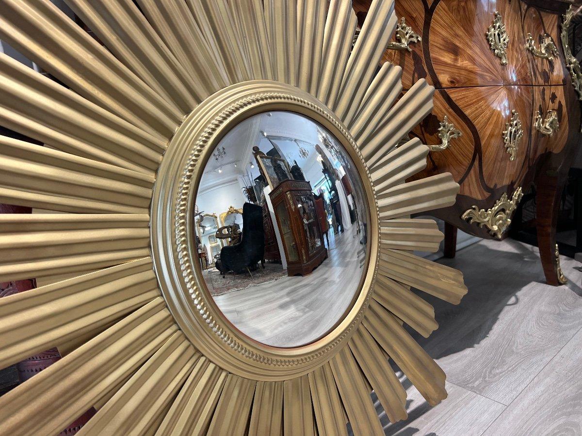 Mid-Century Modern 1960s Large Sun-Shaped Convex Mirror  For Sale
