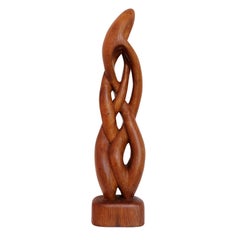 1960s Large Teak Abstract Wooden Twist Sculpture Organic Modernist