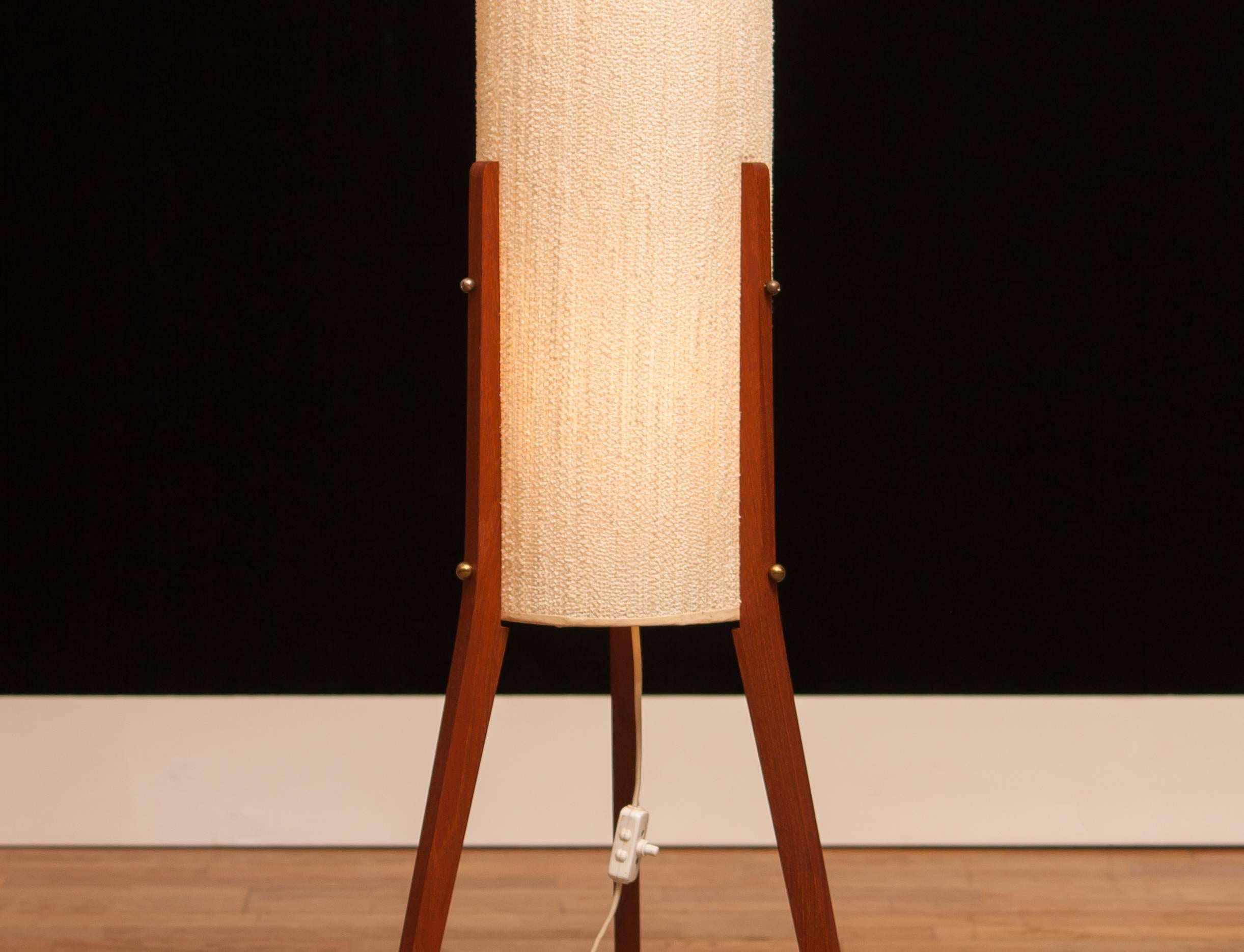 1960s, Large Teak and Chenille Floor Lamp by Fog and Mørup, Denmark 2
