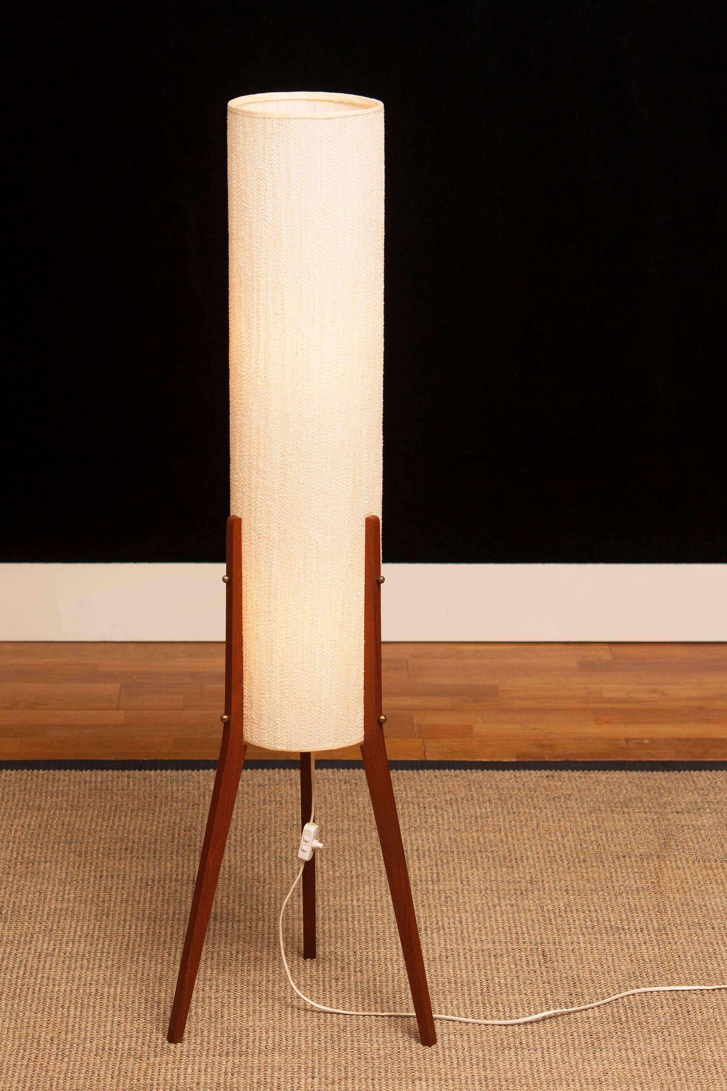 1960s, Large Teak and Chenille Floor Lamp by Fog and Mørup, Denmark 3