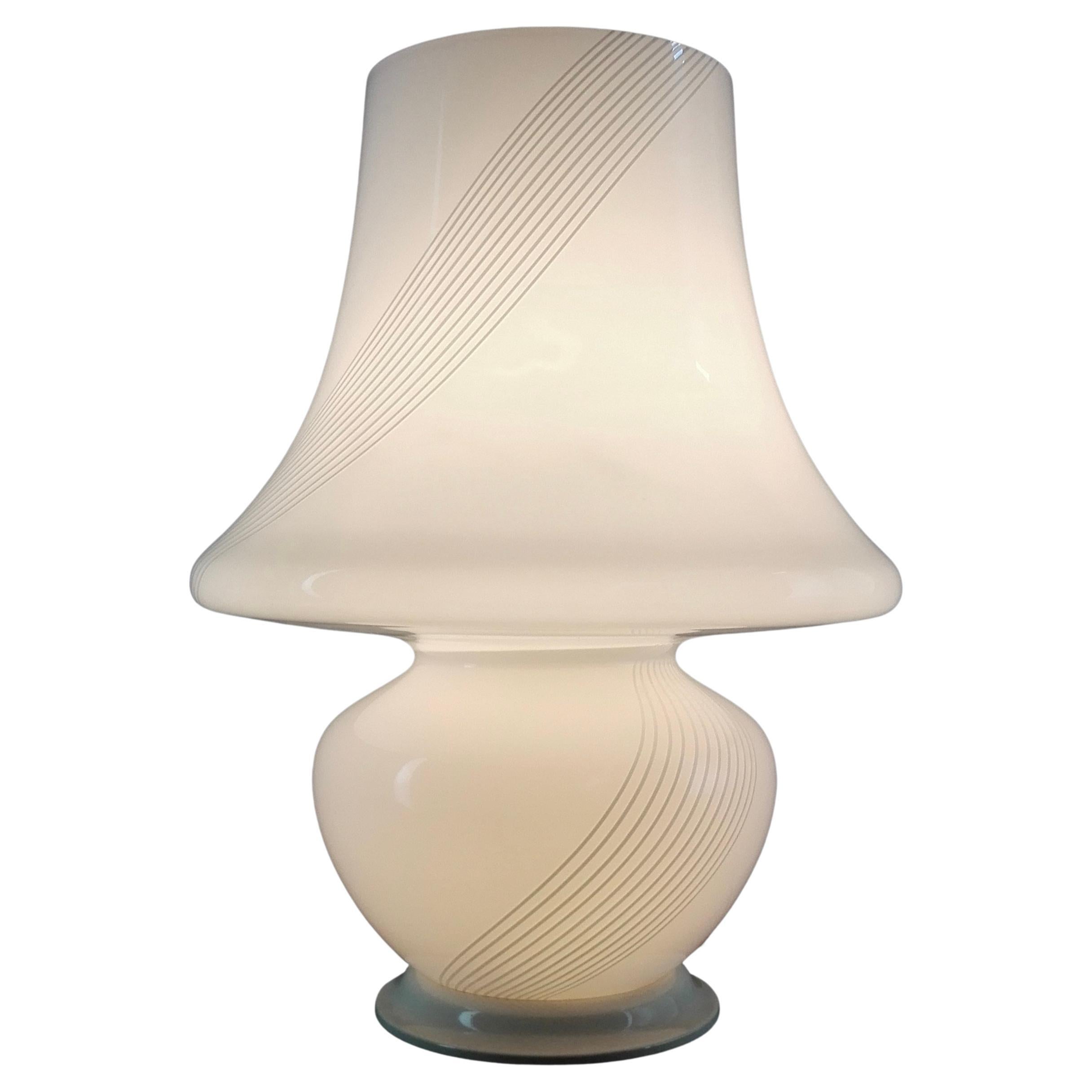 1960s Murano Mushroom Art Glass two-light large Table Lamp with Spiral Pattern For Sale