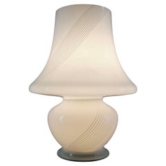 1960s Large Two-Light Murano Art Glass Mushroom Table Lamp with Spiral Pattern