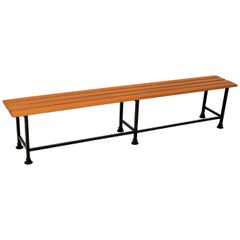 1960s Large Vintage Walnut Bench