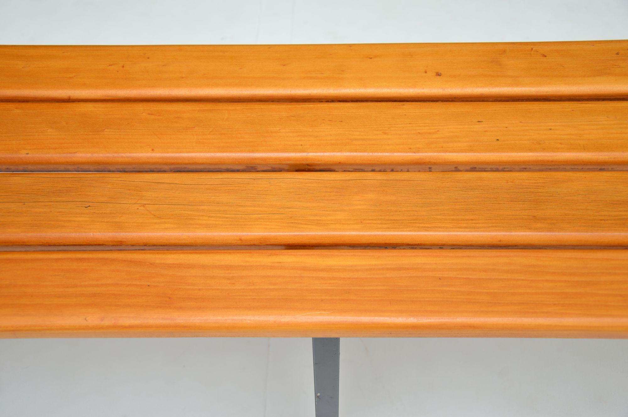 20th Century 1960s Large Vintage Walnut Bench For Sale