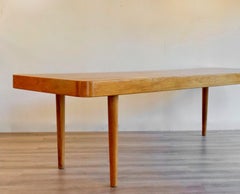 1960s Large Warm Golden Elm Dining Table, French Work