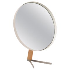 1960s Large White Durlston Designs Teak Vanity Table Mirror by Owen Thomas