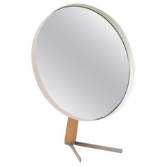 Vintage 1960s Large White Durlston Designs Teak Vanity Table Mirror by Owen Thomas