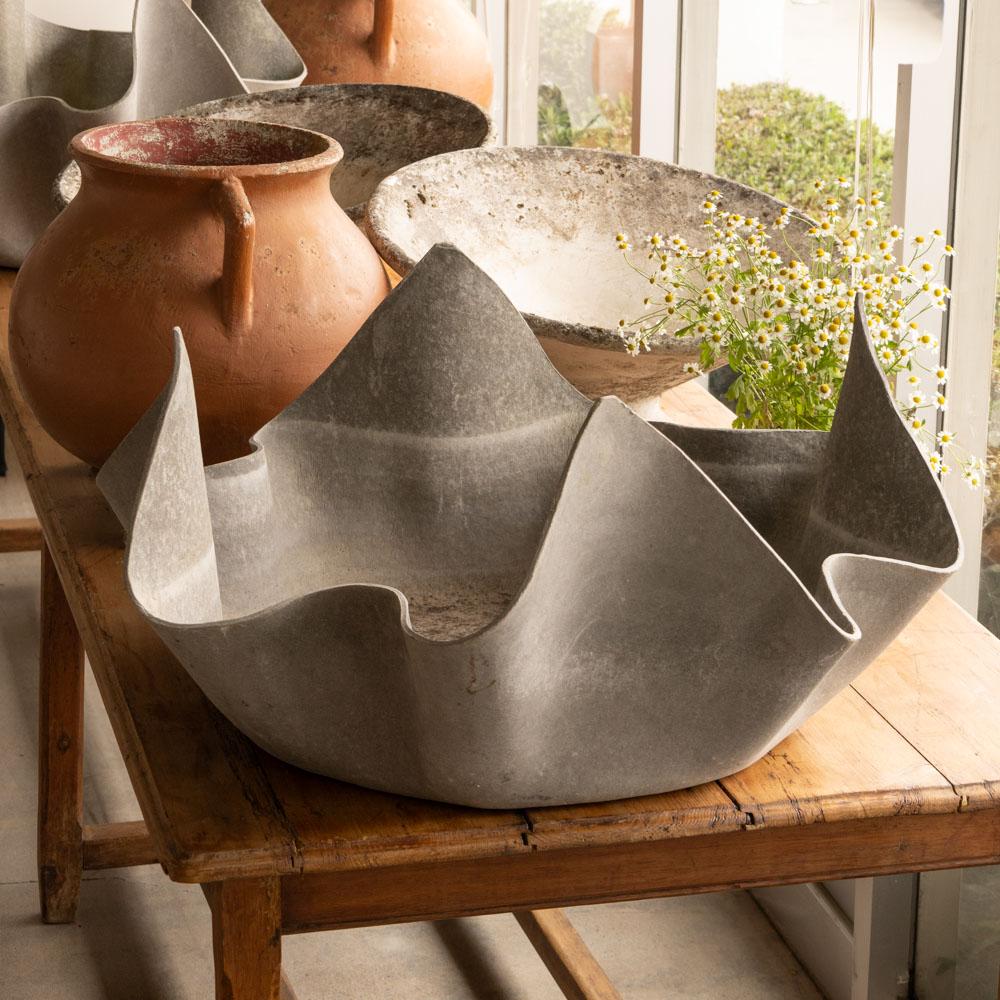 Swiss 1960's Large Willy Guhl Concrete Handkerchief Planter For Sale
