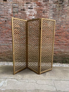 1960s Large Wood Tri Folding "Fish Scale" Screen