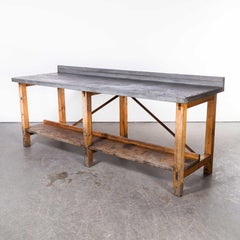 1960's Large Zinc Top Bench, Console Table, Potting Bench