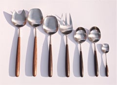 1960s Lauffer Rosewood Flatware 12 Service Scandinavian Danish Modern, 67 Pcs
