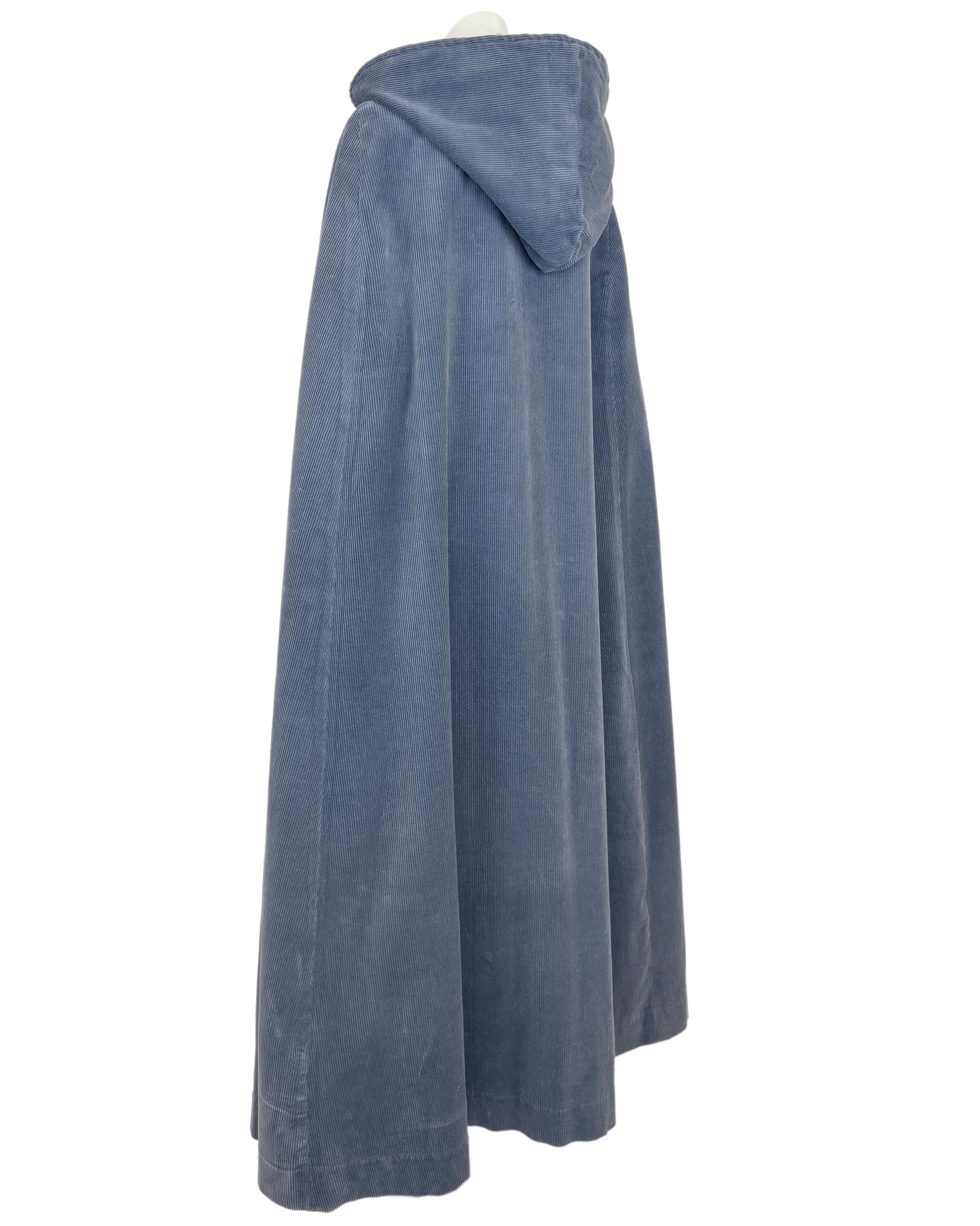 Gray 1960's Laura Ashley Blue Grey Corduroy Cape For Sale