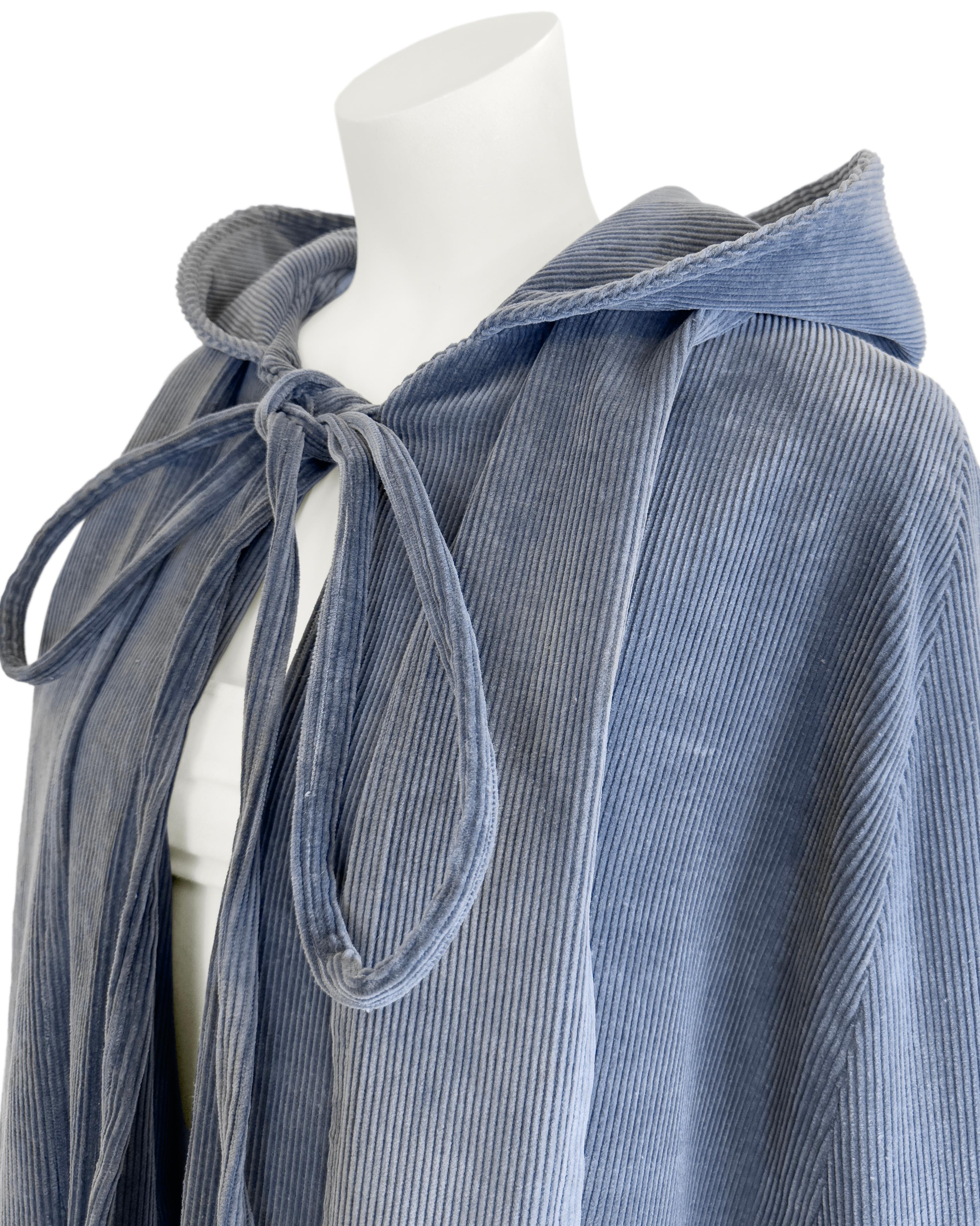 Women's or Men's 1960's Laura Ashley Blue Grey Corduroy Cape For Sale