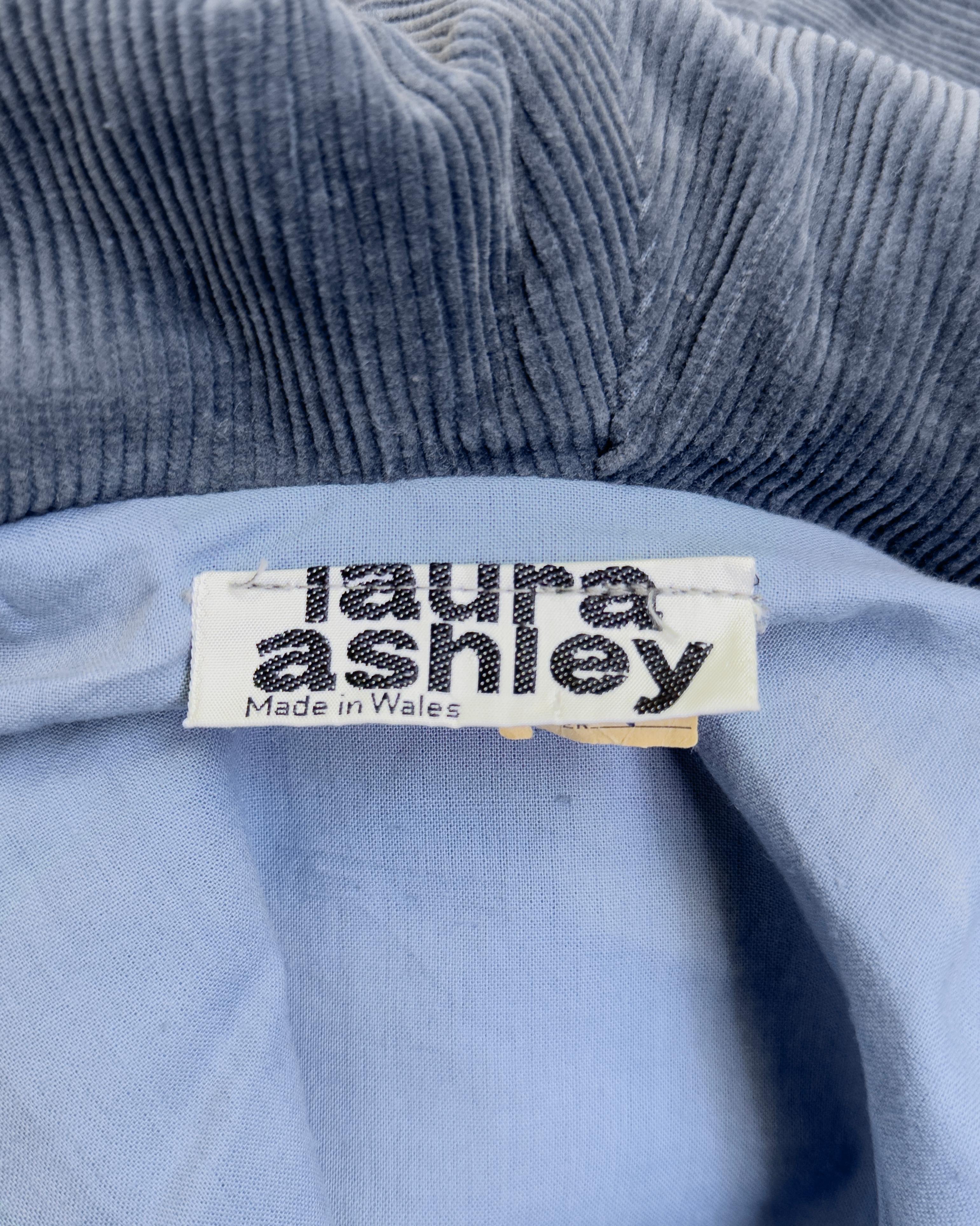 1960's Laura Ashley Blue Grey Corduroy Cape For Sale 2