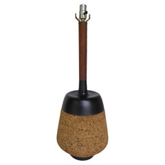 Vintage 1960s Laurel Lighting Mid Century Modern Cork/Teak/Metal Table Lamp