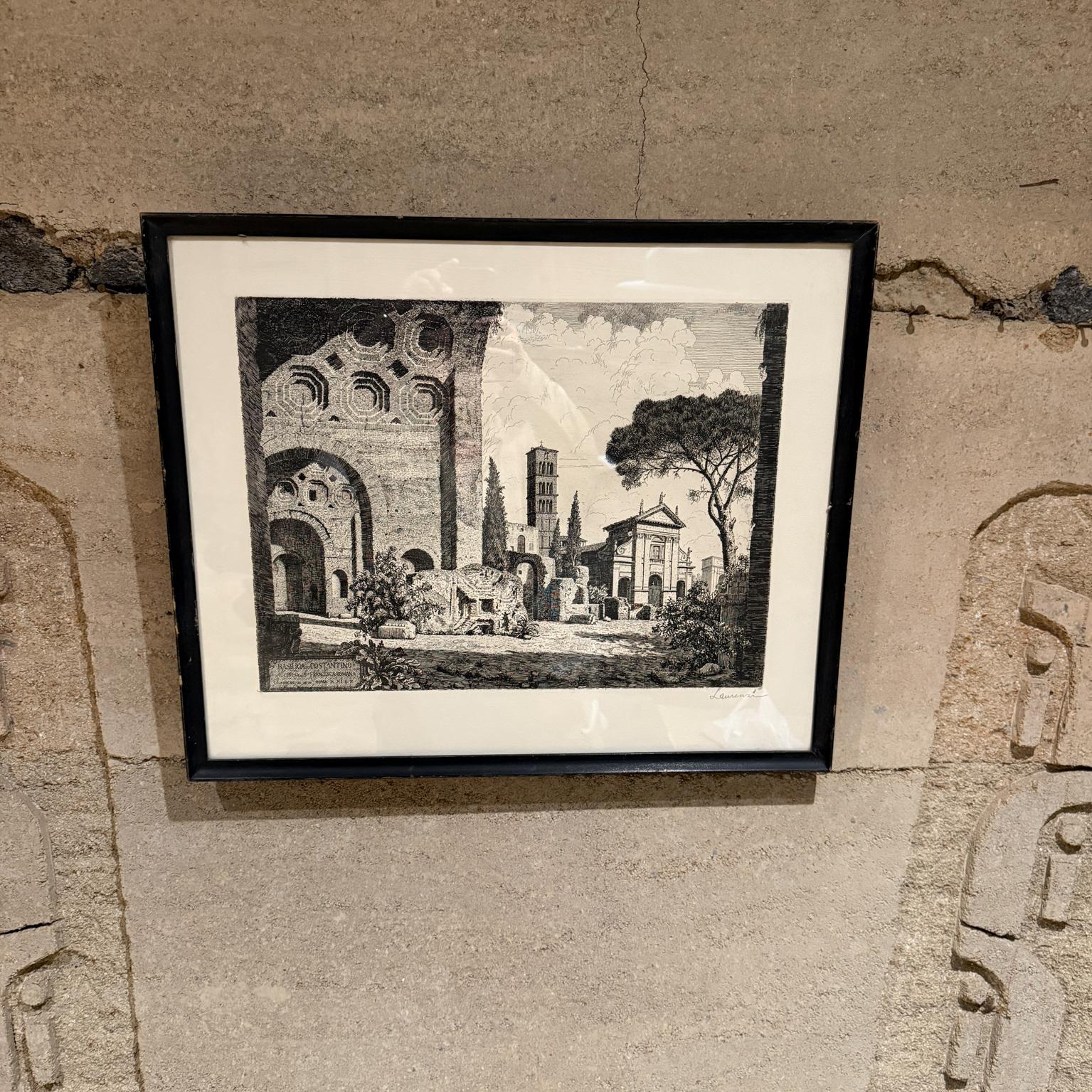 Laurenzi Italian Architectural Etching Secret Message des années 1960 Bon état - En vente à Chula Vista, CA
