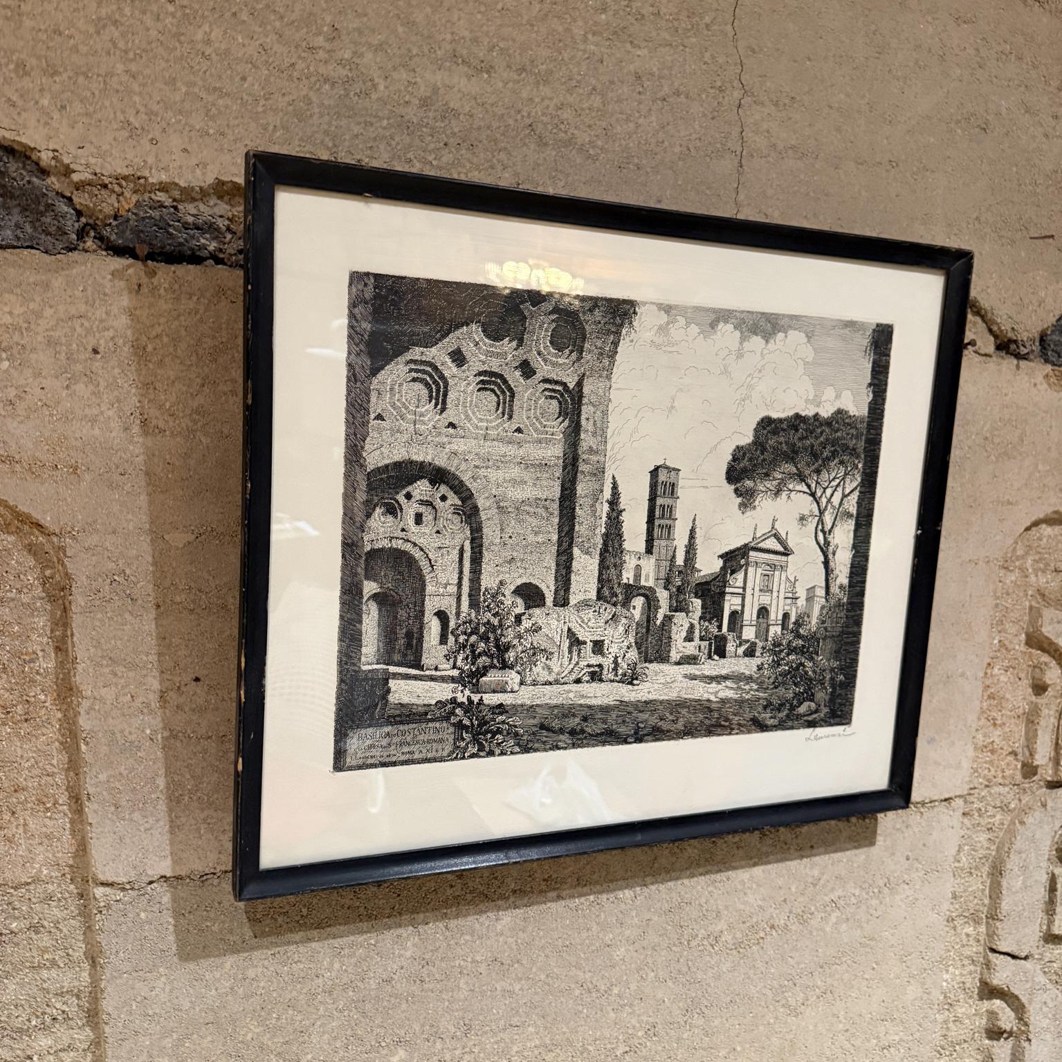 Milieu du XXe siècle Laurenzi Italian Architectural Etching Secret Message des années 1960 en vente