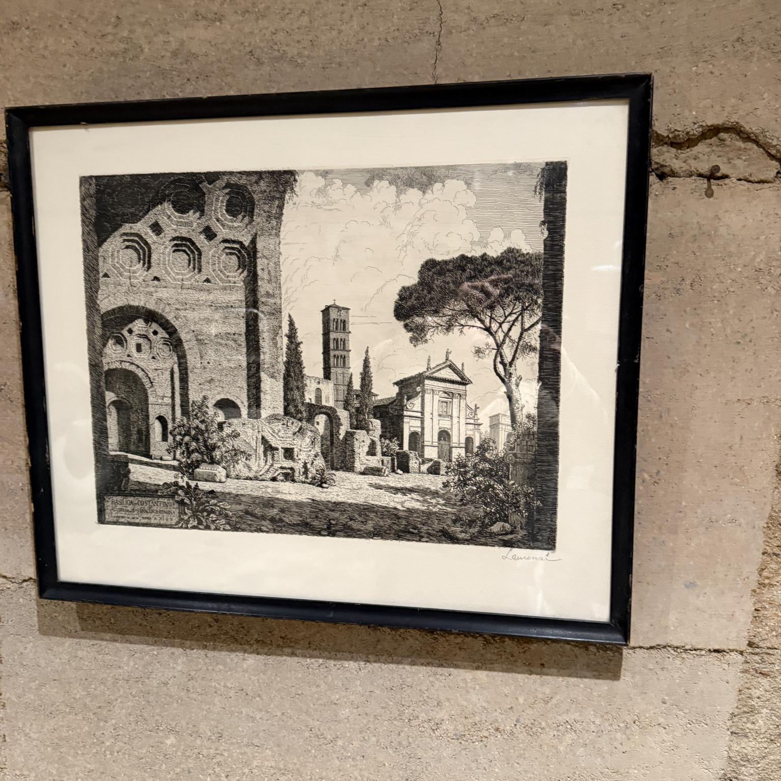 Papier Laurenzi Italian Architectural Etching Secret Message des années 1960 en vente