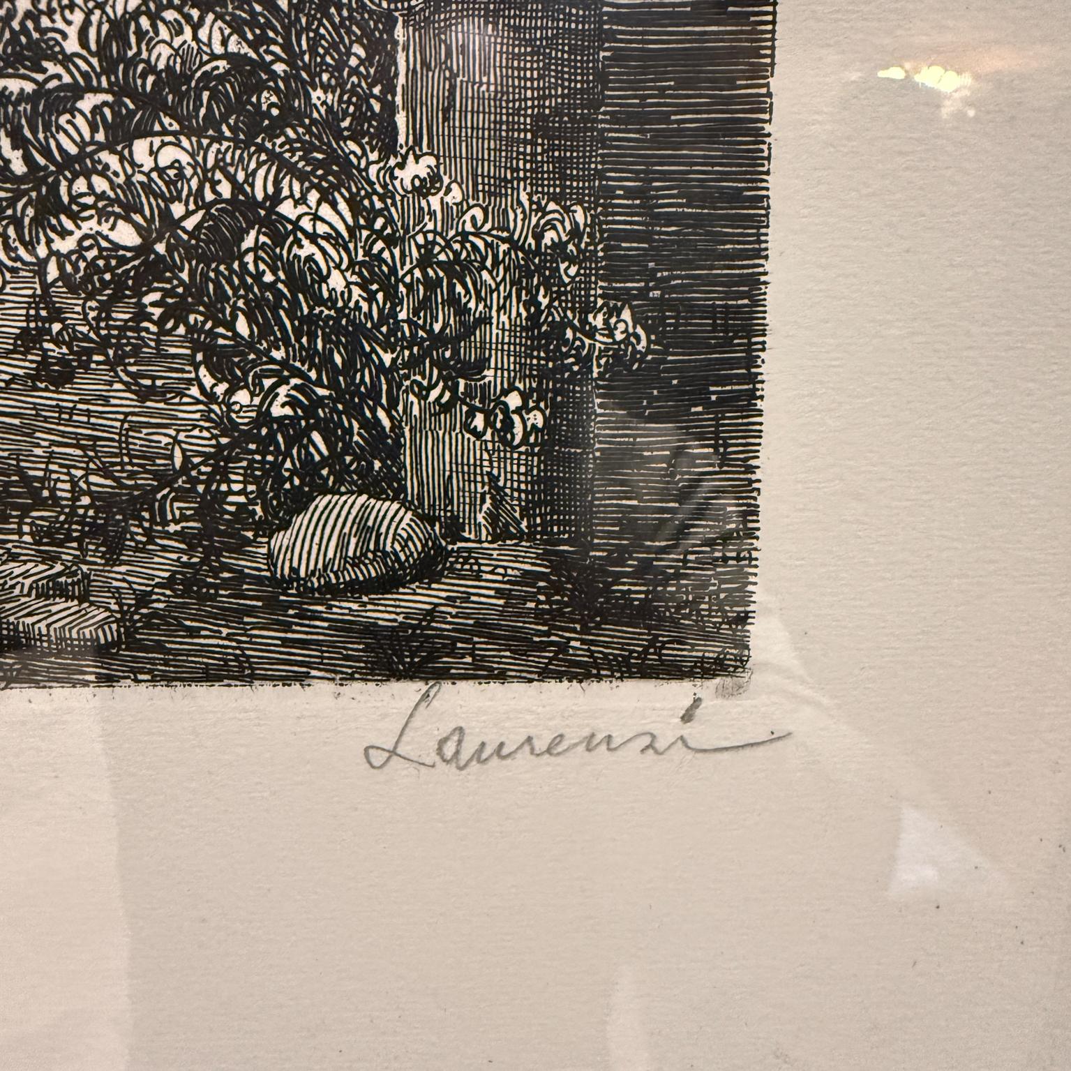 Laurenzi Italian Architectural Etching Secret Message des années 1960 en vente 1
