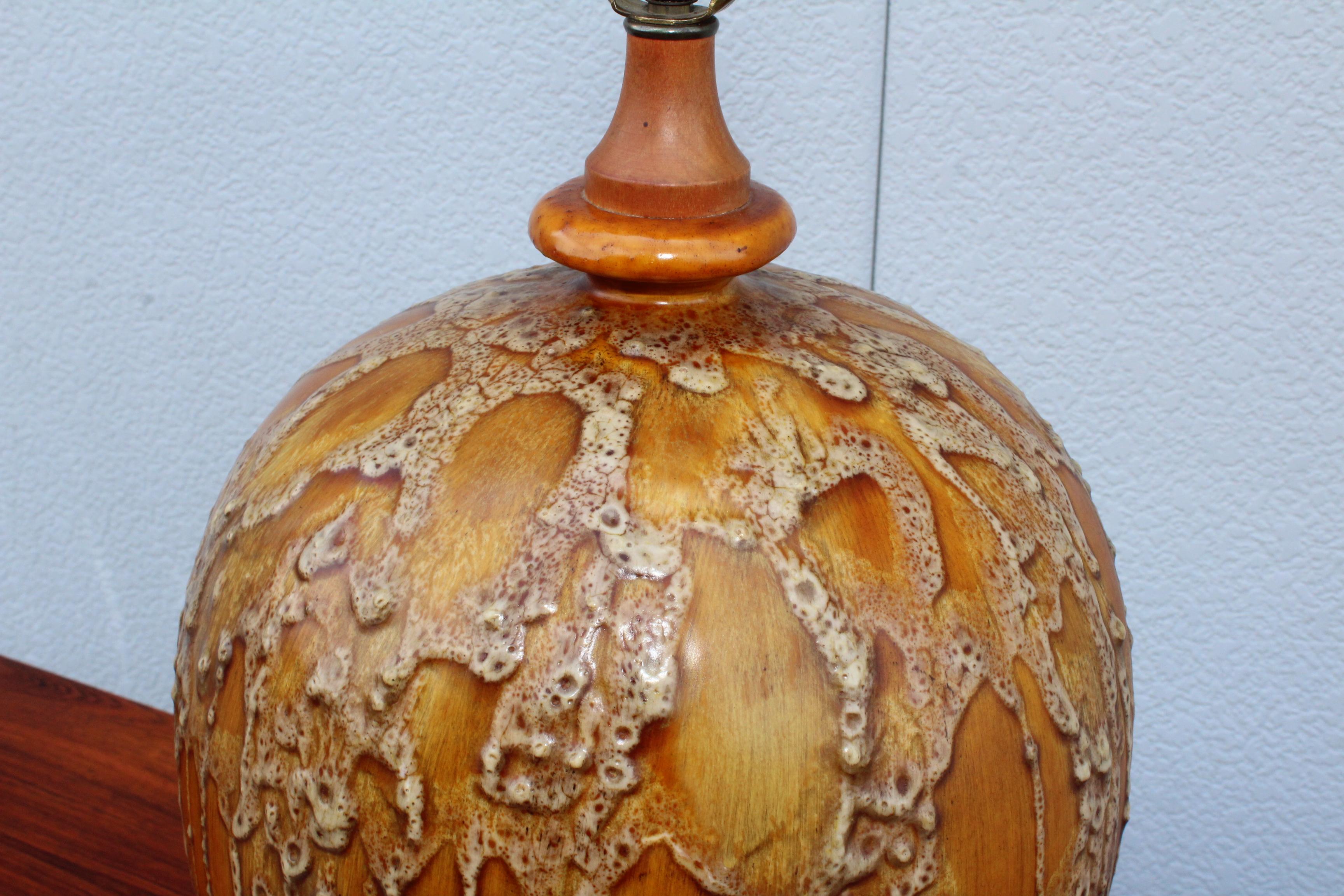 20th Century 1960s Lava Glazed Large German Table Lamp For Sale