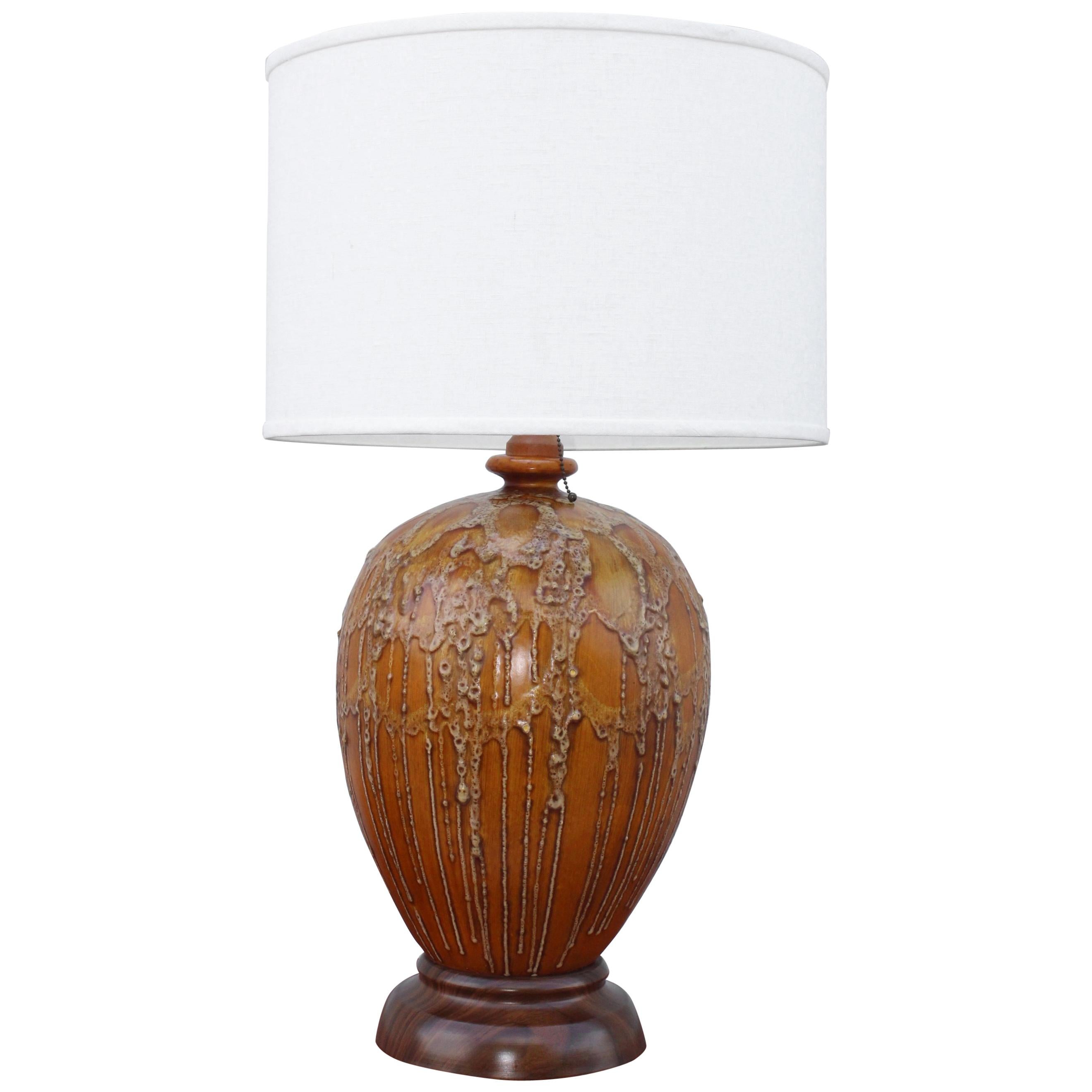 1960s Lava Glazed Large German Table Lamp For Sale