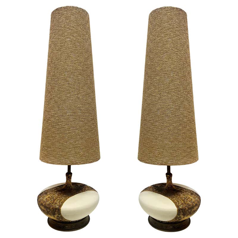 Orange Glazed Ceramic 1960s Table Lamp Pair For Sale at 1stDibs | b&m ...