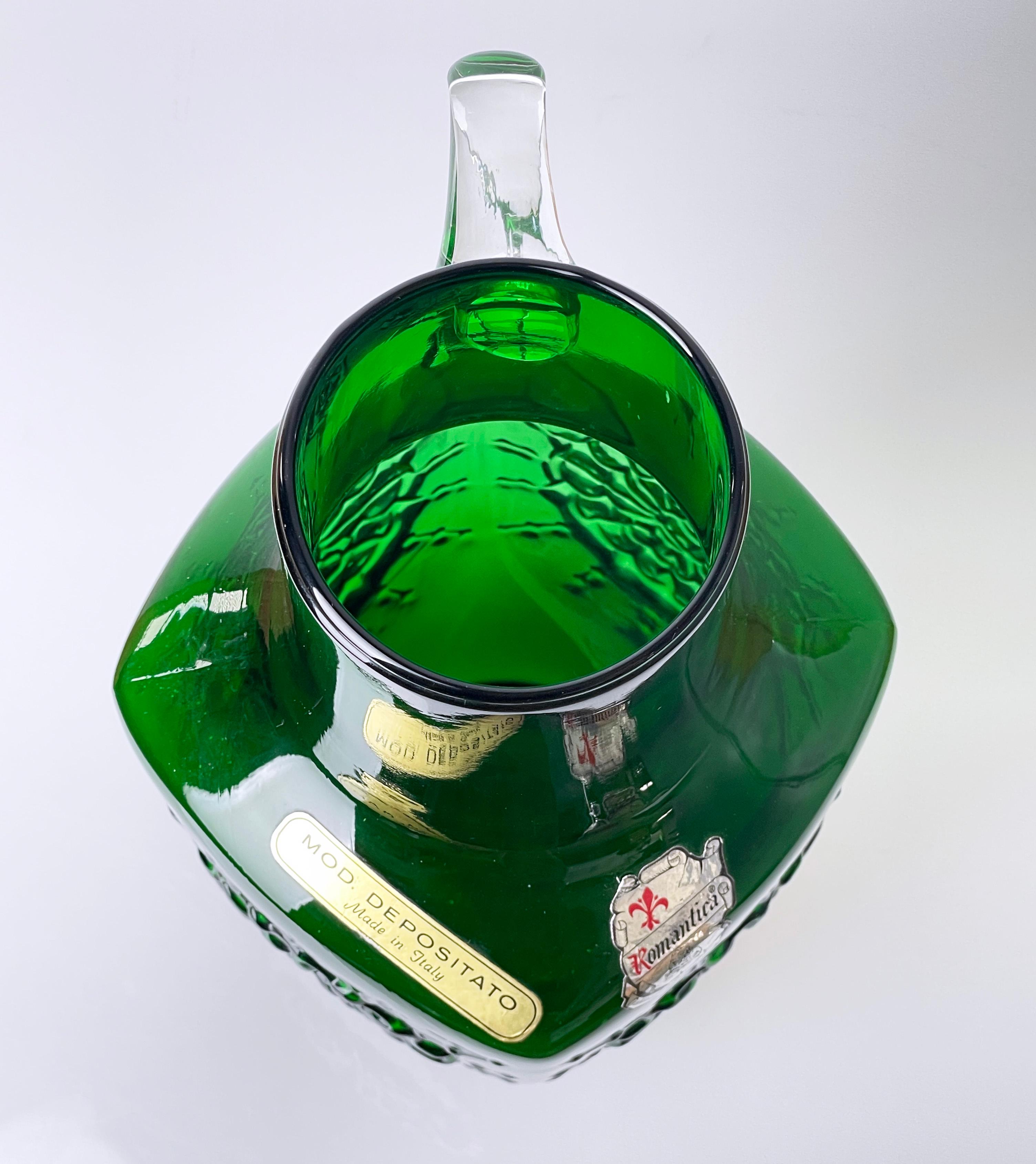 1960's Lavorazione A Mano, Italy emerald green glass vase For Sale 8