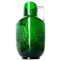 1960's Lavorazione A Mano, Italy emerald green glass vase