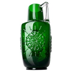 1960's Lavorazione A Mano, Italy emerald green glass vase