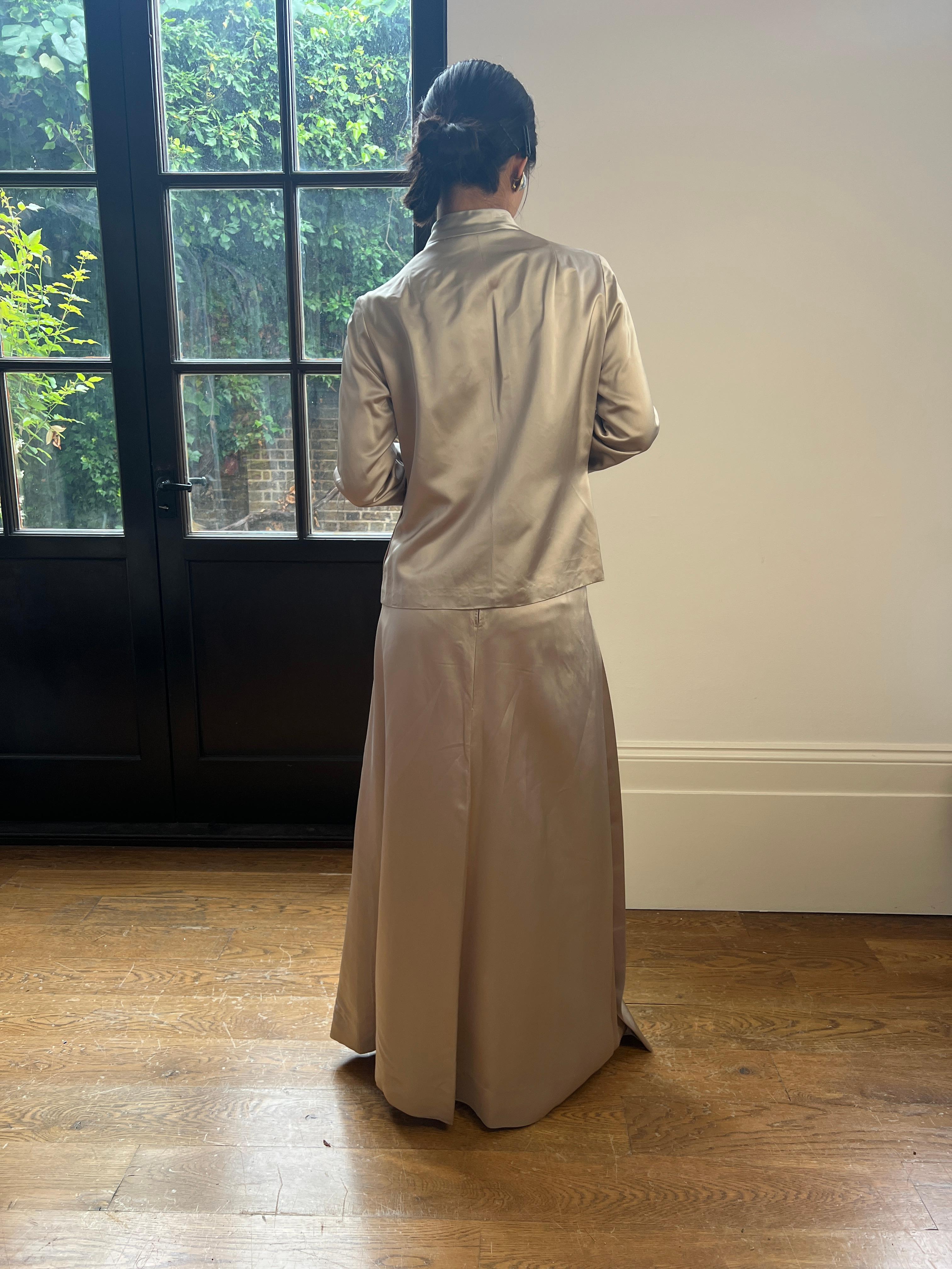 Abito con gonna in raso Leane Terreau French Couture del 1960 in vendita 3