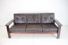 1960s Leather 3-Seater Scandinavian Sofa
