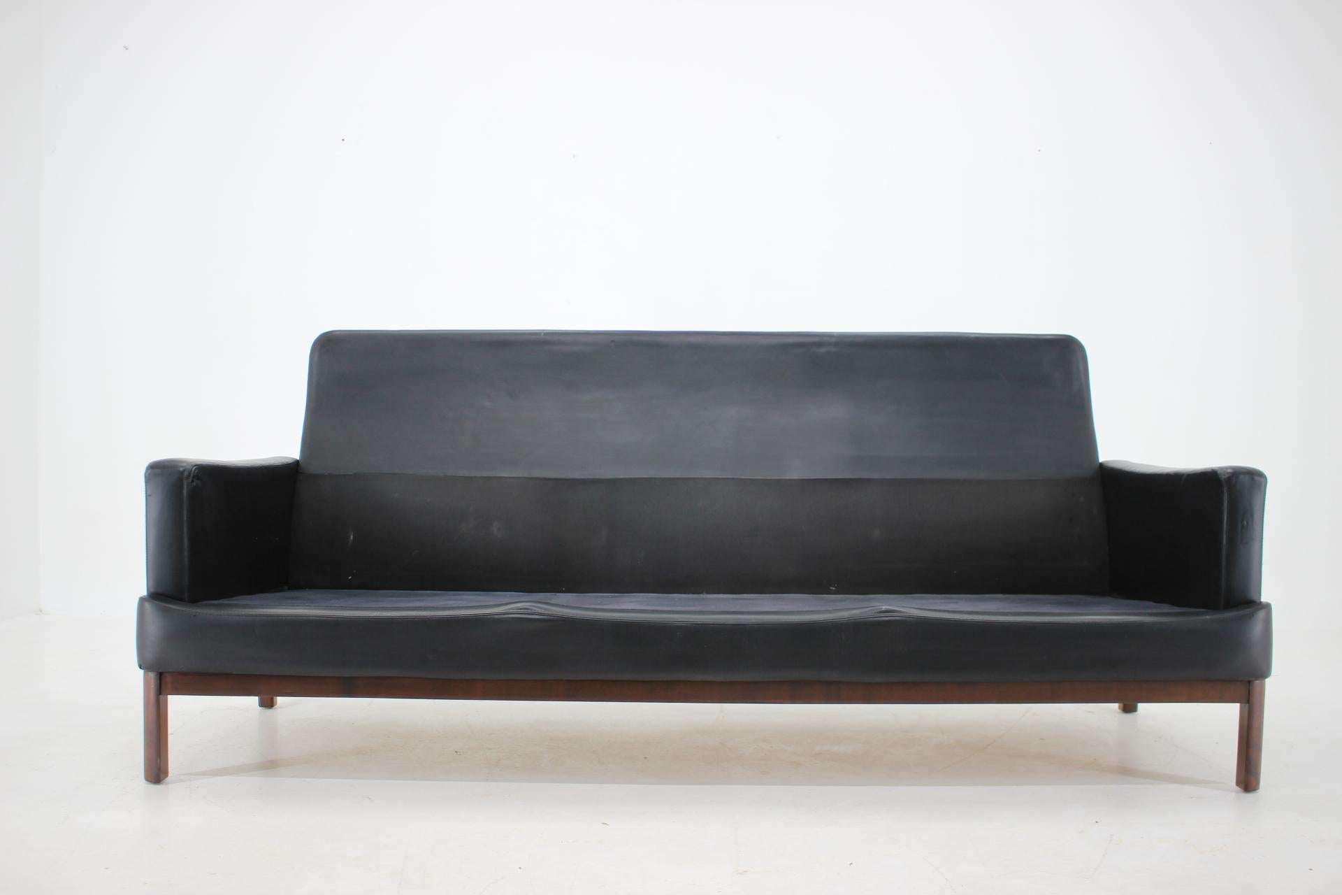 1960s Leather 3-Seater Scandinavian Sofa 1