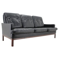 Vintage 1960s Leather 3-Seater Scandinavian Sofa