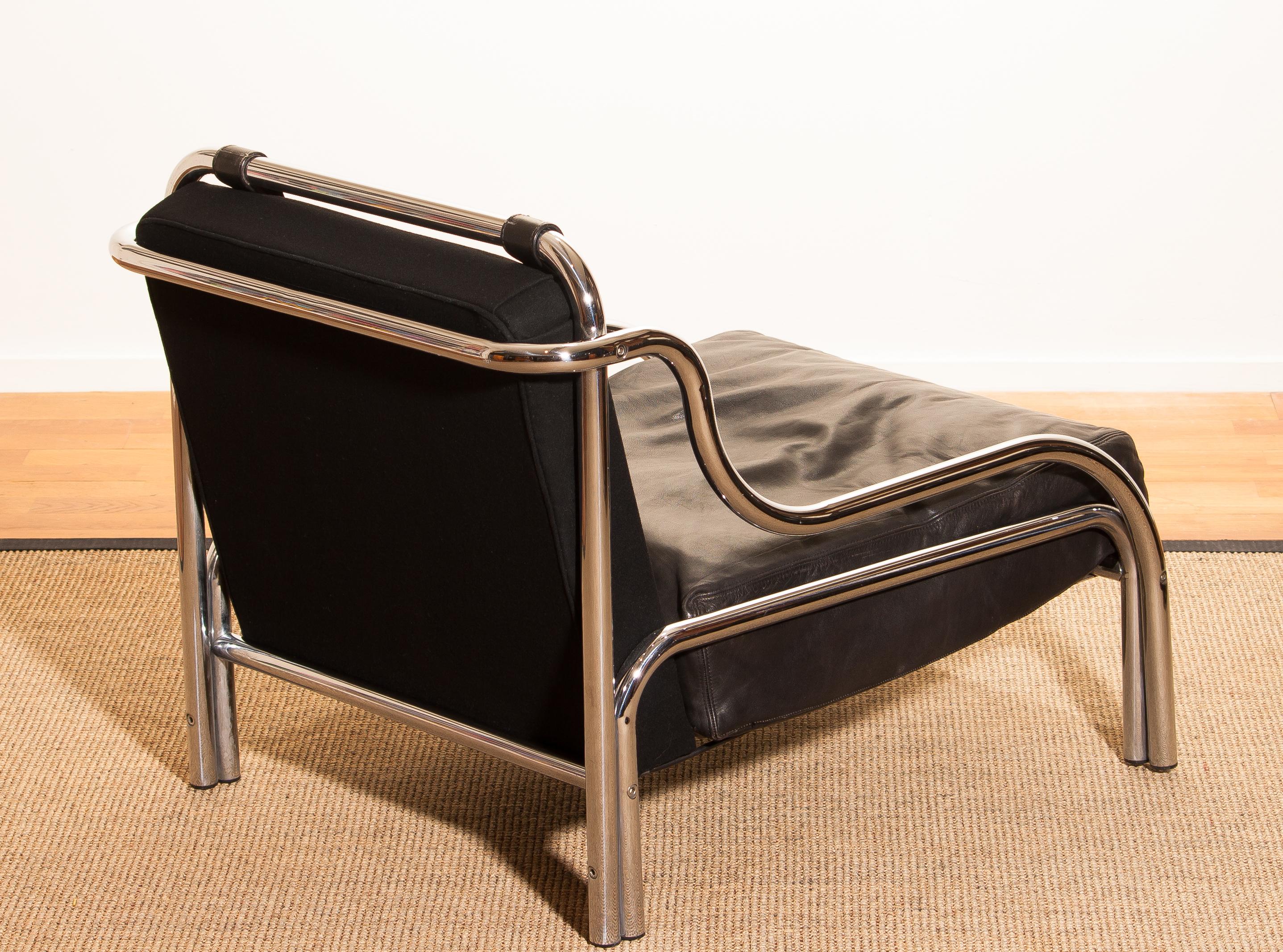 1960s Leather and Chrome Lounge Chair by Gae Aulenti for Poltronova 2