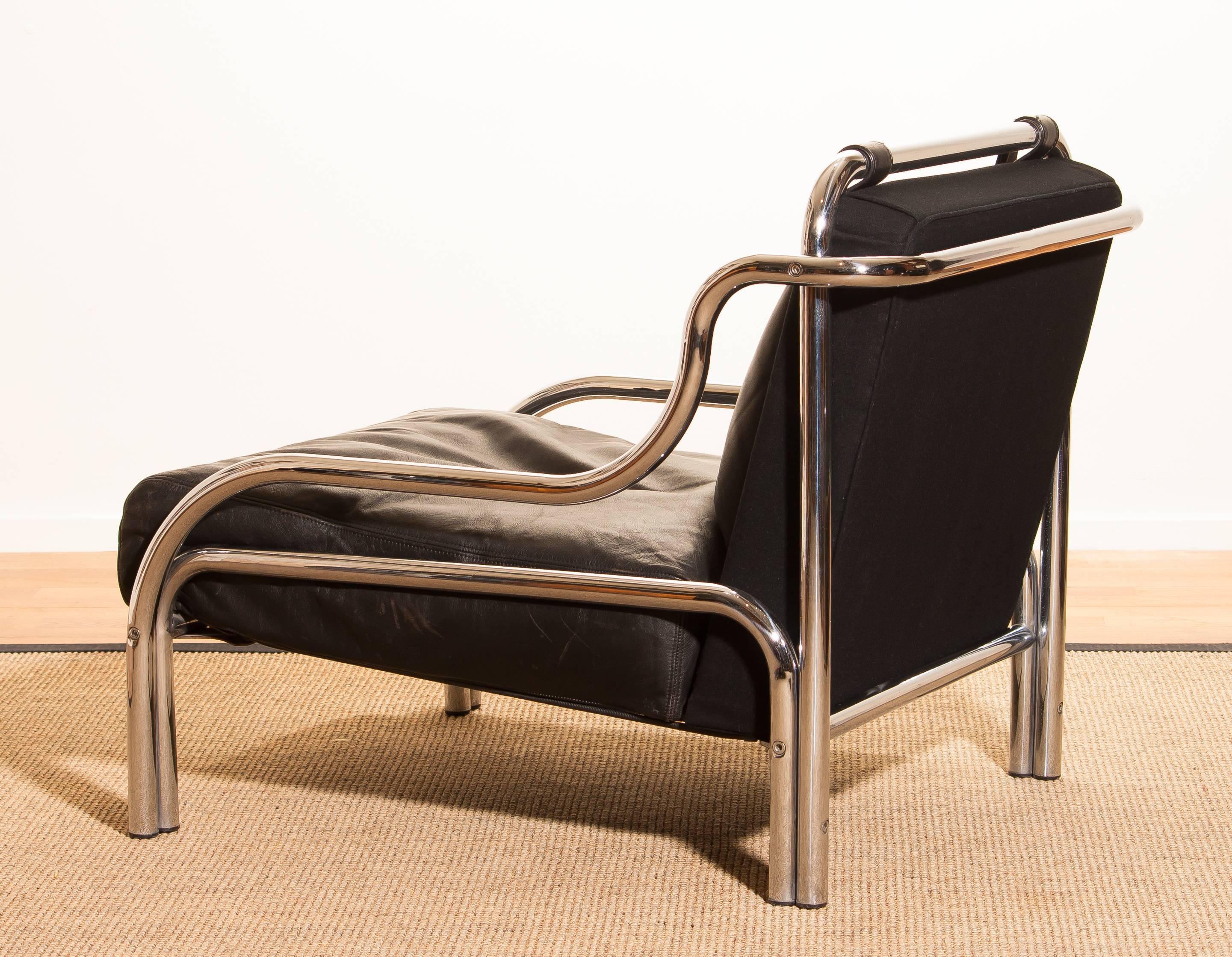 1960s, Leather and Chrome Lounge Chair by Gae Aulenti for Poltronova 3