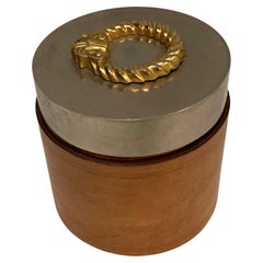 1960's Caja decorativa de piel y metal de Hermès