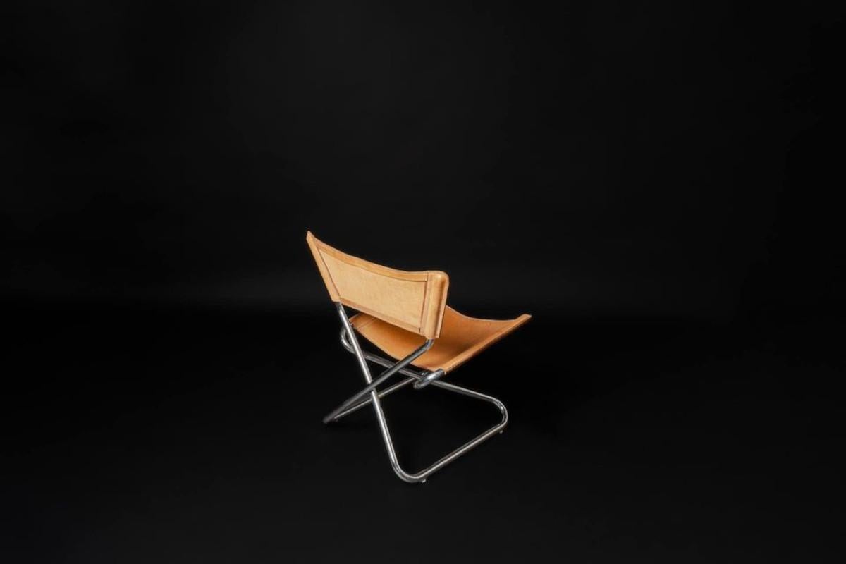 Mid-Century Modern 1960s Leather and Tubular Steel “Z Down Chair” by Torben Ørakov