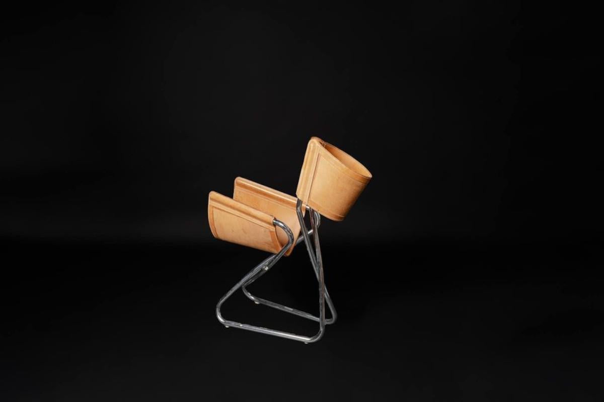 Mid-20th Century 1960s Leather and Tubular Steel “Z Down Chair” by Torben Ørakov