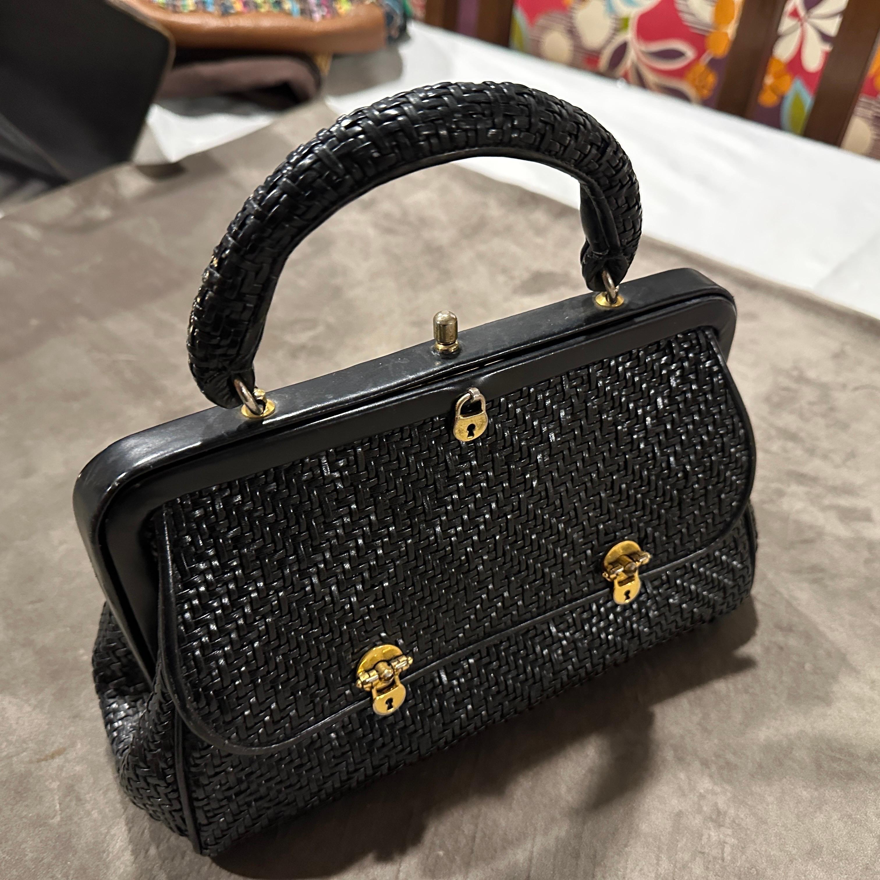 Sac de soirée vénitien à cadenas en cuir et laiton par Roberta Di Camerino, années 1960 en vente 1
