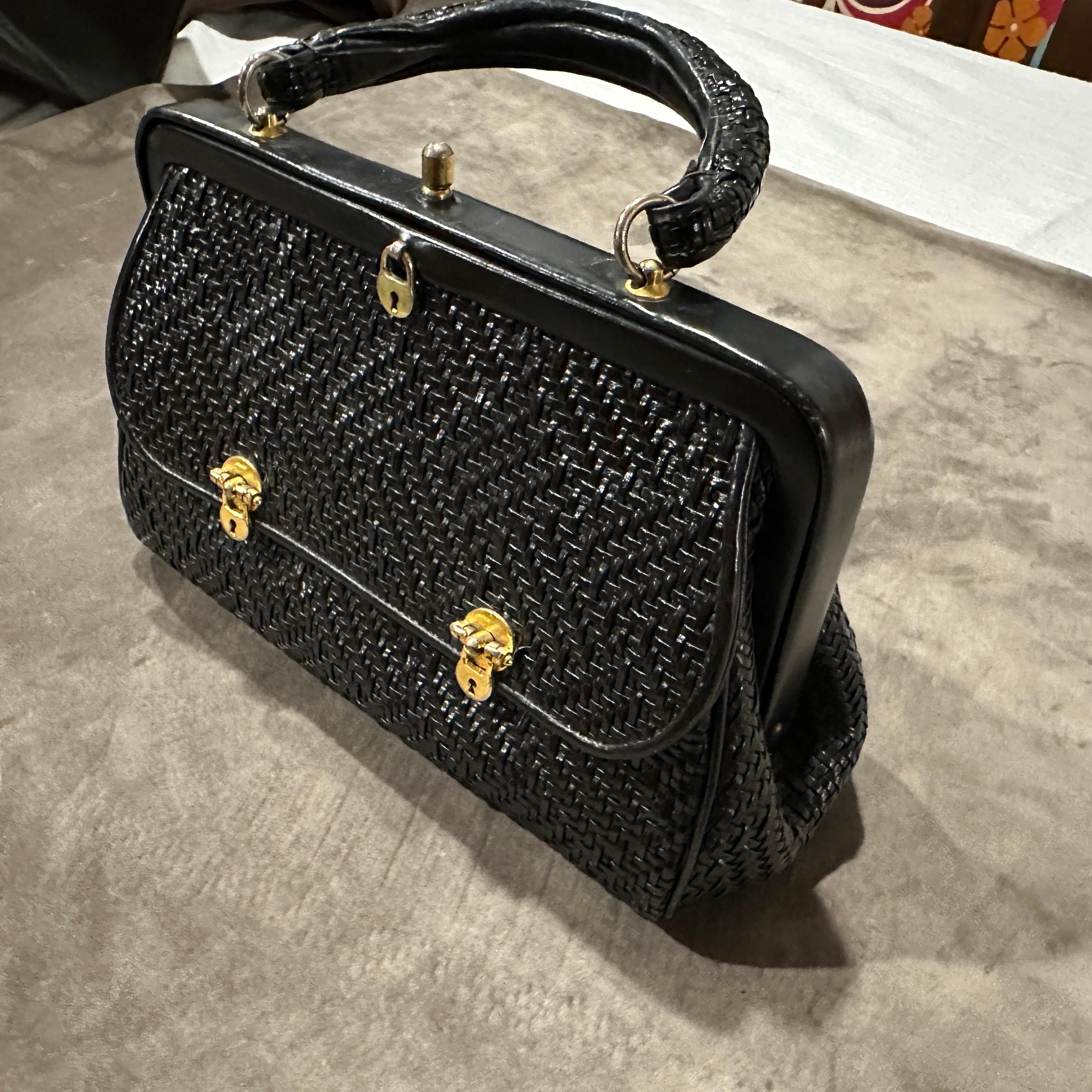 Sac de soirée vénitien à cadenas en cuir et laiton par Roberta Di Camerino, années 1960 en vente 4