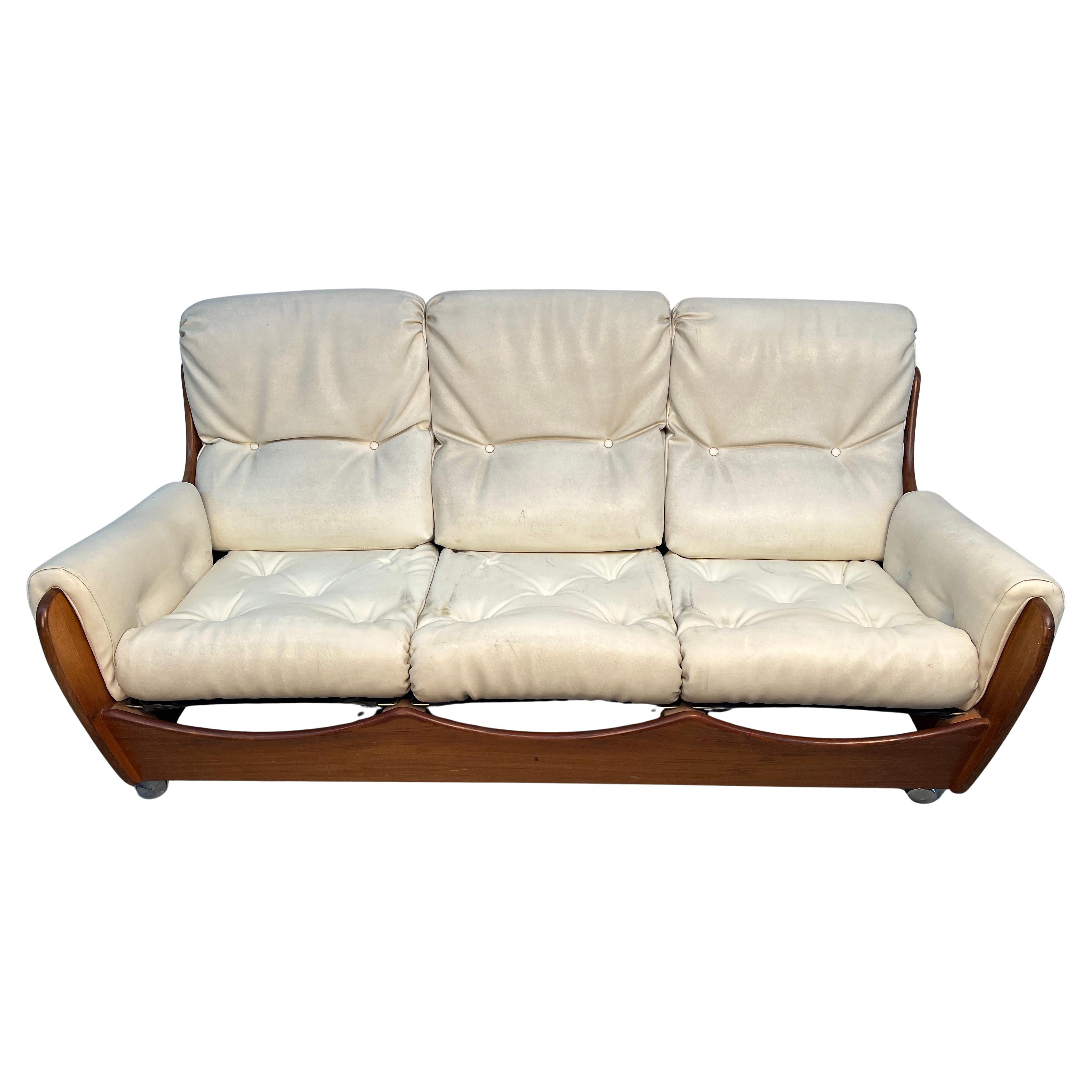 1960s Leather and Wood Couch by G-Plan