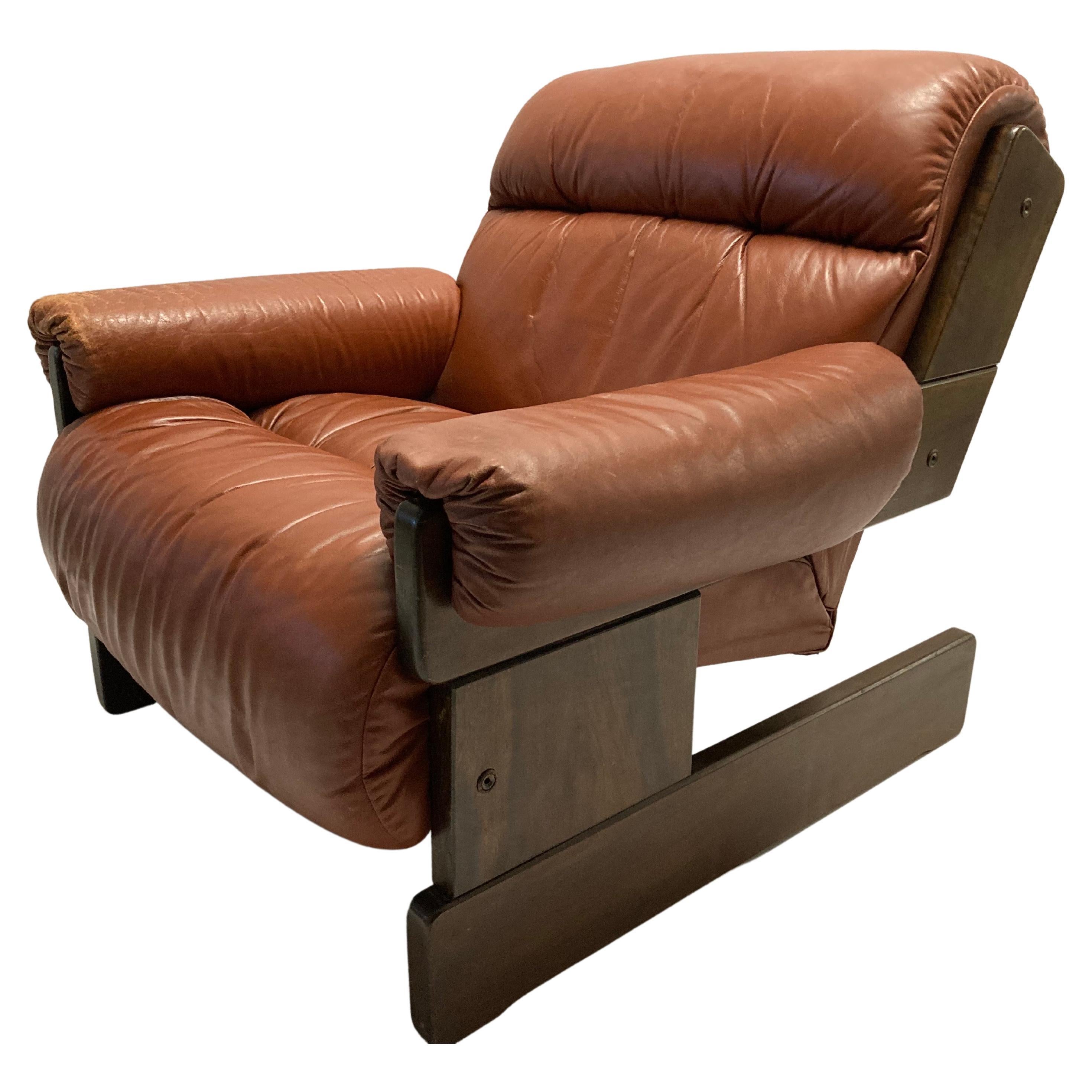 1960s Leather Armachair by Jean Gillon for Probel, Brazil For Sale