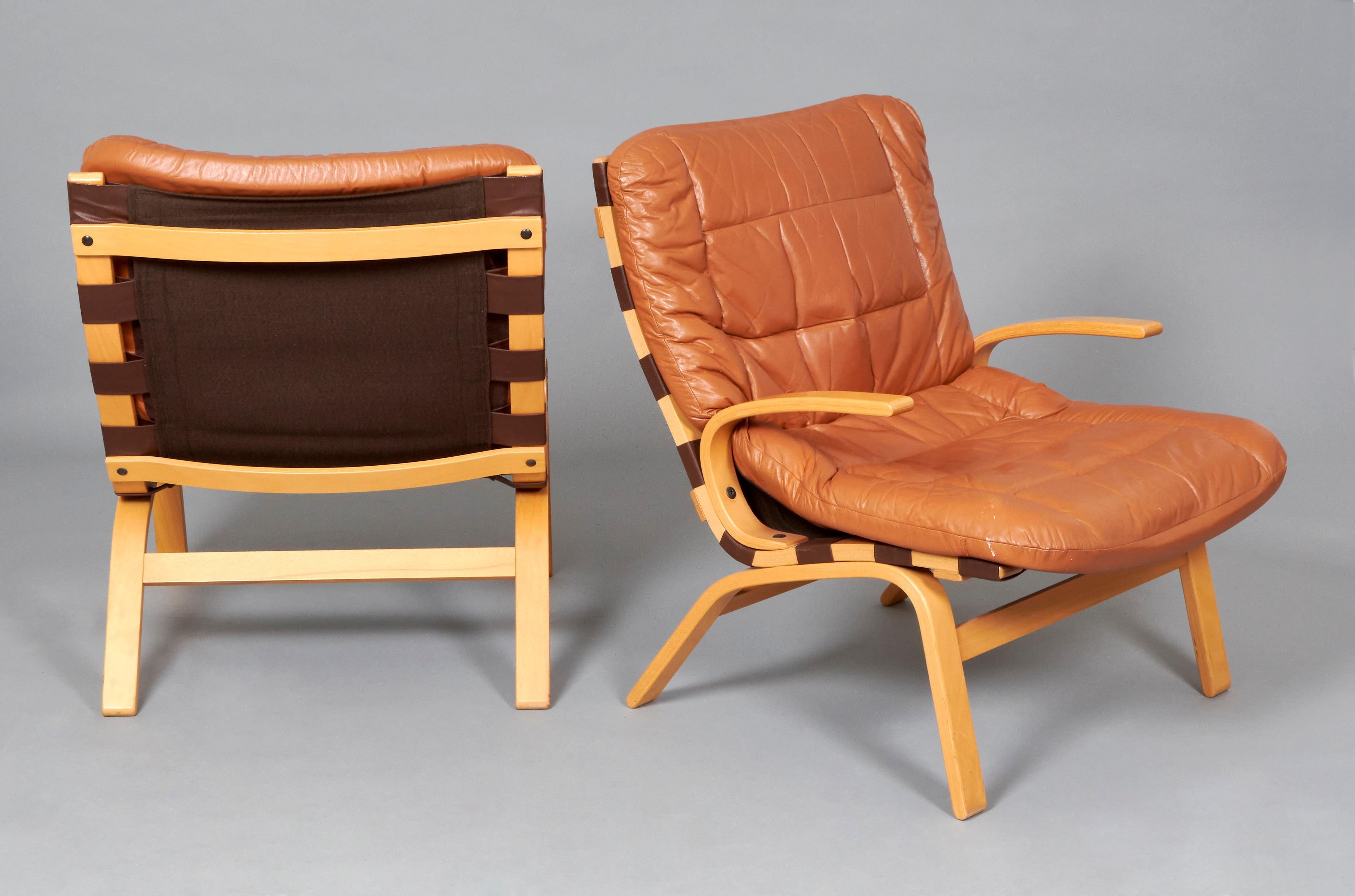 Mid-Century Modern Fauteuils en cuir des années 1960 de Westnofa Furniture en vente