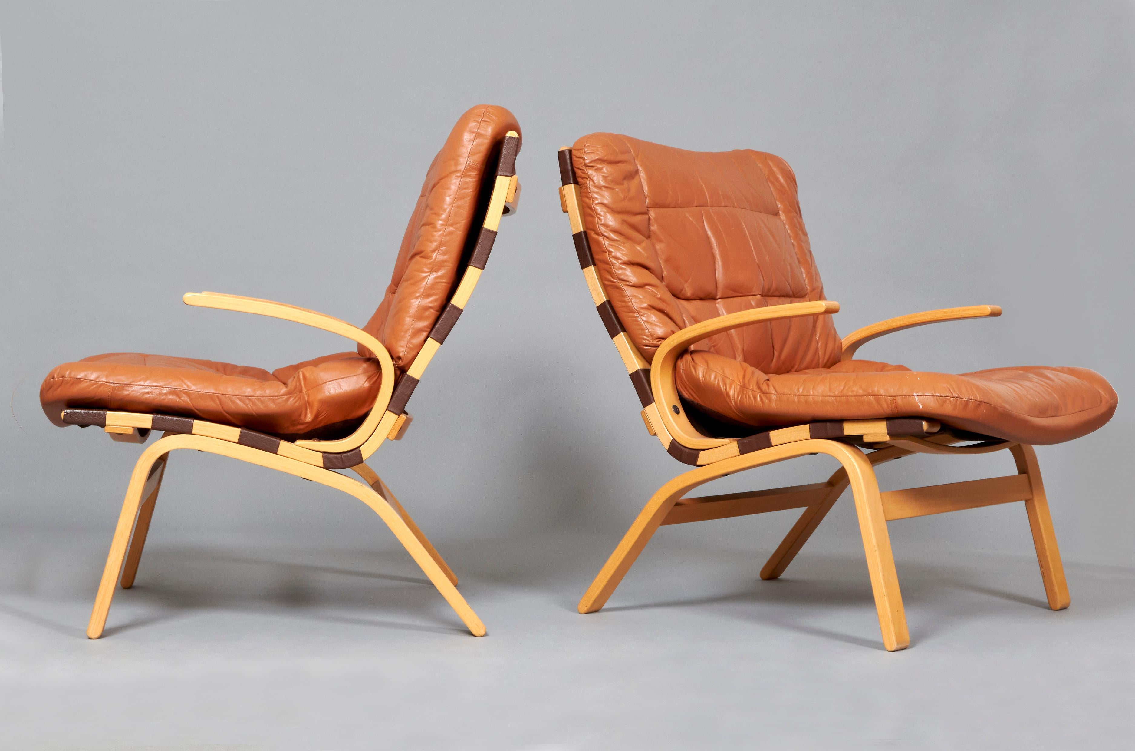 Norwegian 1960s Leather Armchairs from Westnofa Furniture For Sale