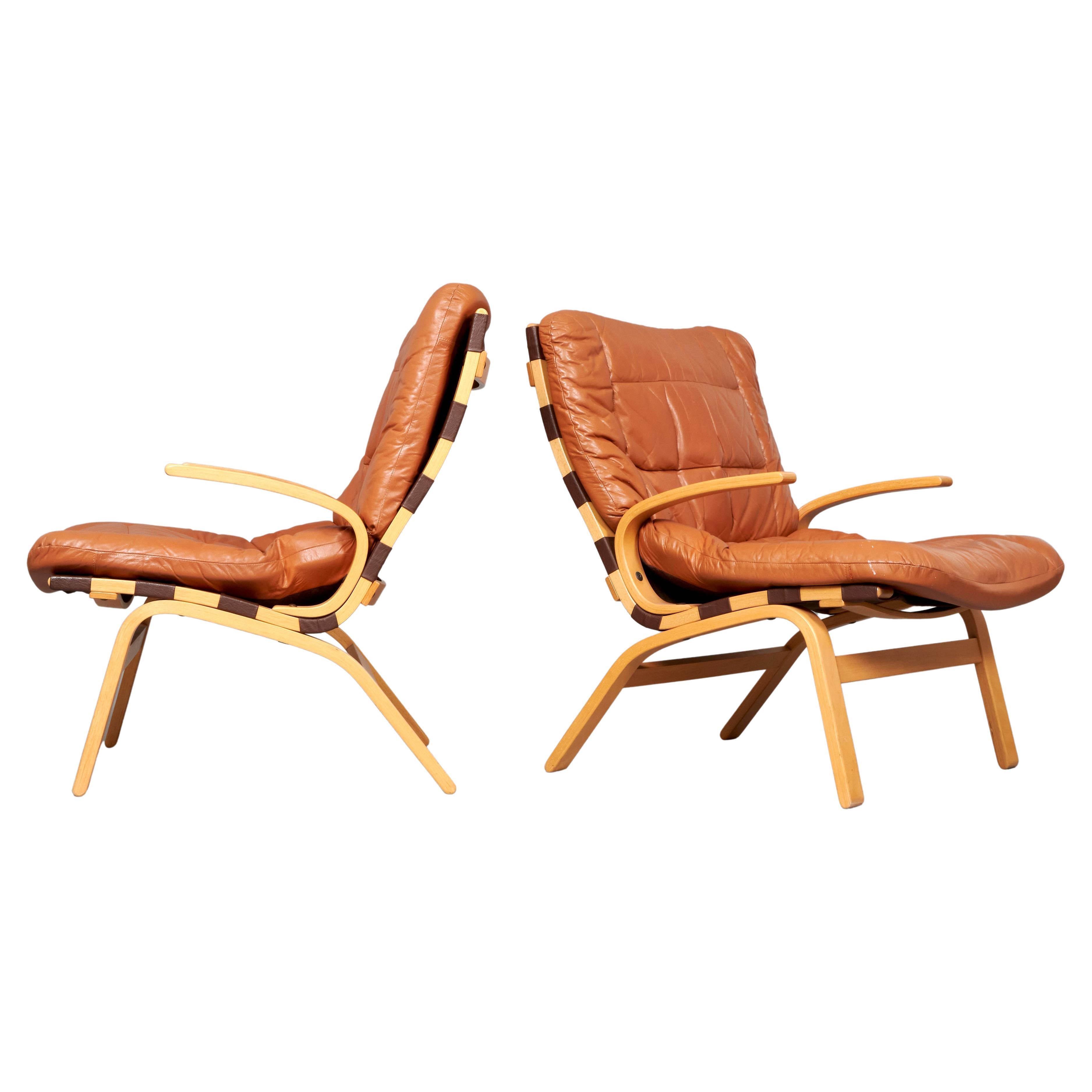 1960s Leather Armchairs from Westnofa Furniture For Sale