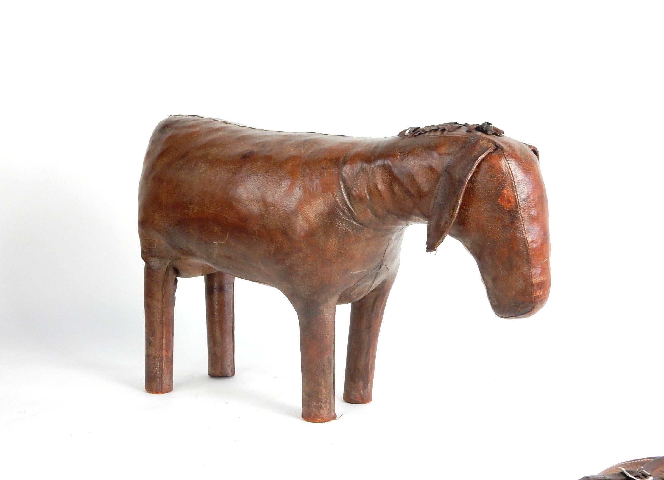 1960s Leather Burro Sculpture Ottoman by Dimitri Omersa In Fair Condition In Las Vegas, NV